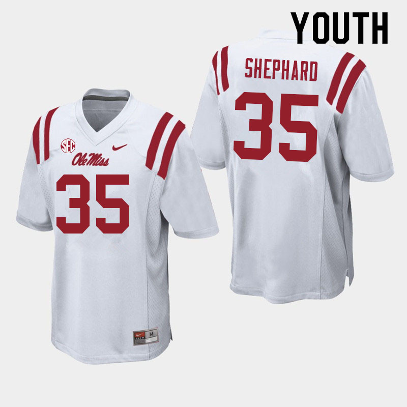 Urriah Shephard Ole Miss Rebels NCAA Youth White #35 Stitched Limited College Football Jersey PHC1558AG